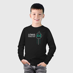 Лонгслив хлопковый детский Льюис Хэмилтон 44 Формула 1, цвет: черный — фото 2