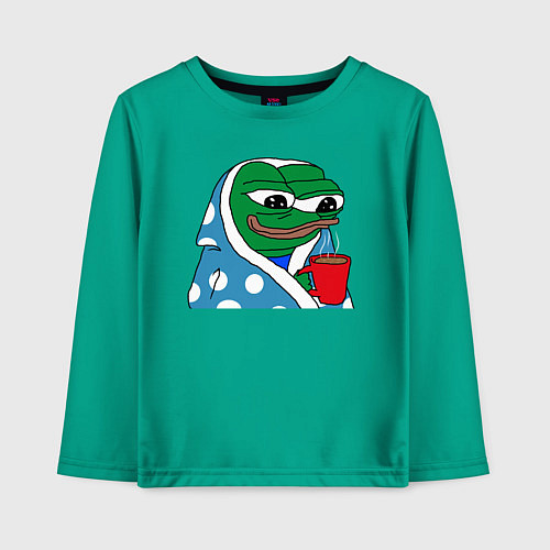 Детский лонгслив Frog Pepe мем / Зеленый – фото 1
