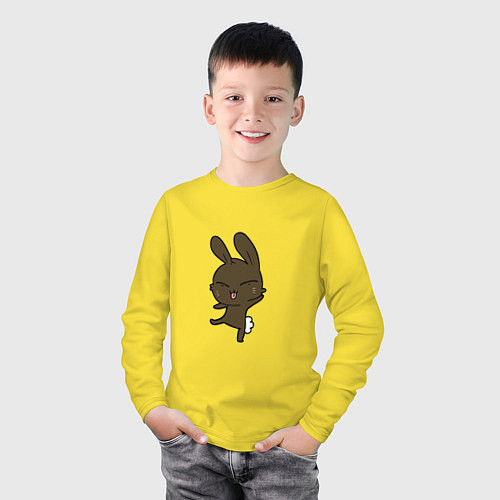 Детский лонгслив Прикольный кролик / Желтый – фото 3