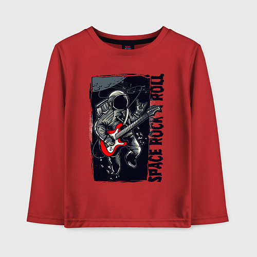 Детский лонгслив Космонавт с гитарой / Красный – фото 1