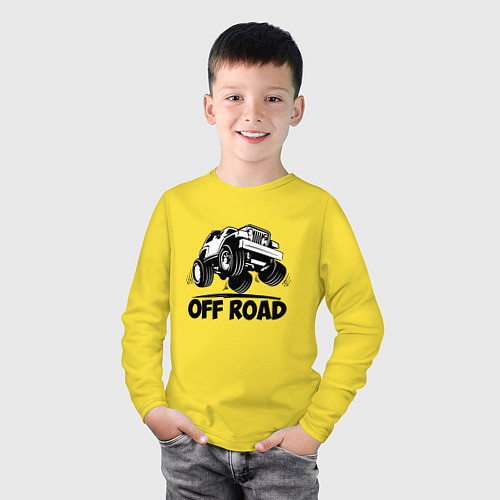 Детский лонгслив Off road - Jeep Chrysler / Желтый – фото 3