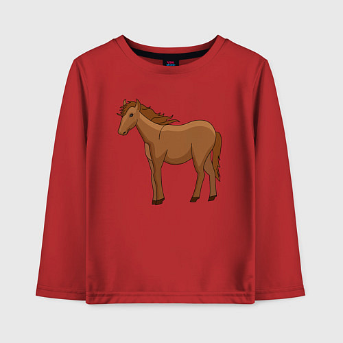 Детский лонгслив Милая лошадка / Красный – фото 1
