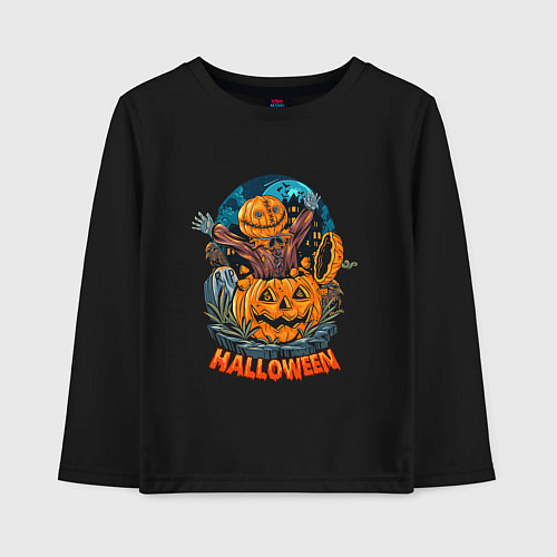 Детский лонгслив Halloween Scarecrow / Черный – фото 1