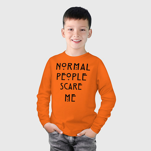 Детский лонгслив Normal people scare me / Оранжевый – фото 3