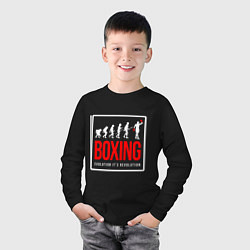 Лонгслив хлопковый детский Boxing evolution its revolution, цвет: черный — фото 2