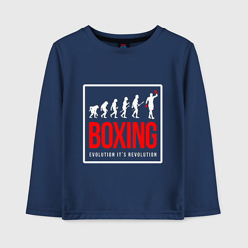 Детский лонгслив Boxing evolution its revolution / Тёмно-синий – фото 1