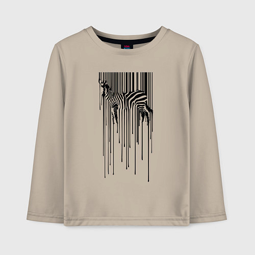 Детский лонгслив Зебра - штрих код / Миндальный – фото 1