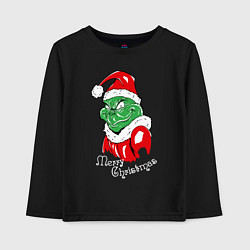 Лонгслив хлопковый детский Merry Christmas, Santa Claus Grinch, цвет: черный