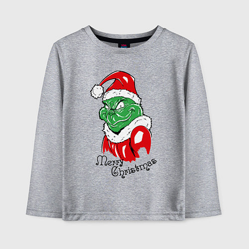 Детский лонгслив Santa Claus Grinch - merry Christmas / Меланж – фото 1