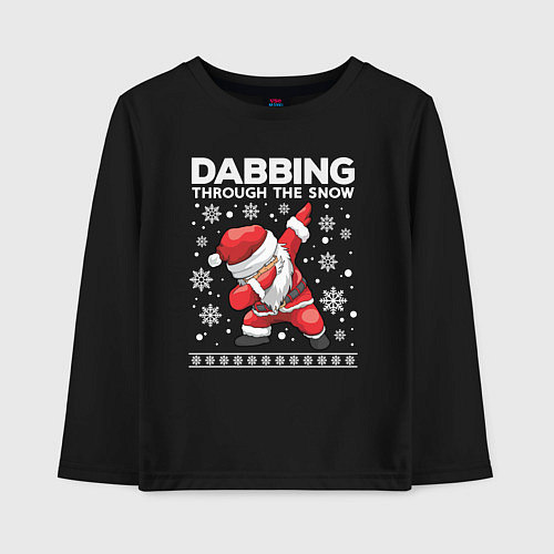 Детский лонгслив Dabbing Santa, through the snow / Черный – фото 1