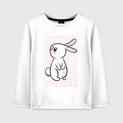 Лонгслив хлопковый детский Милый кролик и много сердечек, цвет: белый