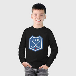Лонгслив хлопковый детский Хоккей с мячом - лого, цвет: черный — фото 2