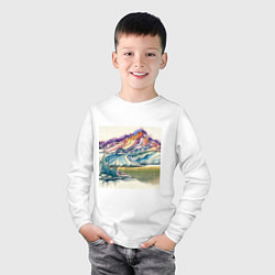 Лонгслив хлопковый детский Акварельные горы, цвет: белый — фото 2