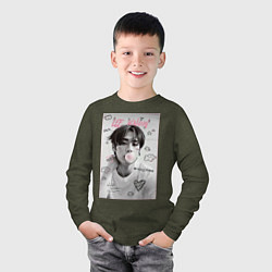 Лонгслив хлопковый детский Lee Know Stray Kids, цвет: меланж-хаки — фото 2