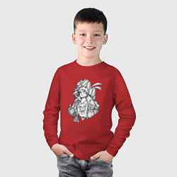 Лонгслив хлопковый детский Король пиратов - Манки Д Луффи, цвет: красный — фото 2