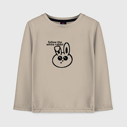 Лонгслив хлопковый детский Следуй за круглым белым кроликом, цвет: миндальный
