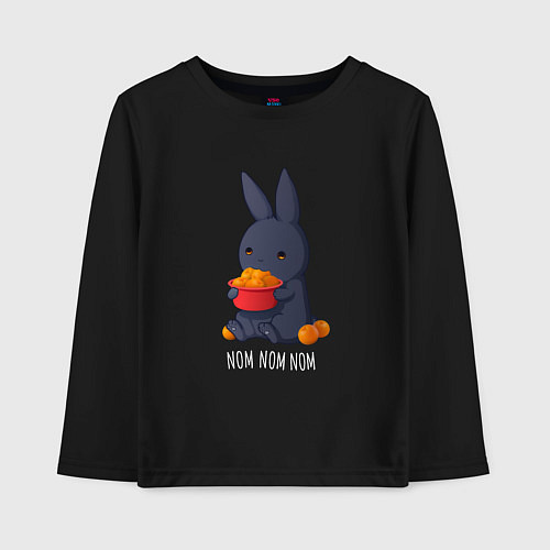 Детский лонгслив Кролик и мандарины - Nom nom nom / Черный – фото 1