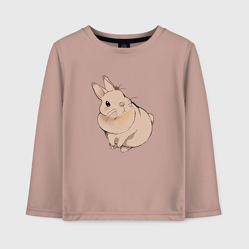 Детский лонгслив Милый кролик гуашью / Пыльно-розовый – фото 1