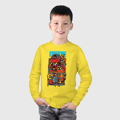 Детский лонгслив Робот хиппи / Желтый – фото 3