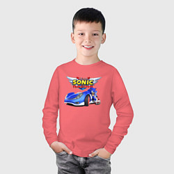 Лонгслив хлопковый детский Team Sonic racing - hedgehog, цвет: коралловый — фото 2