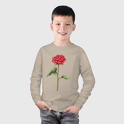 Лонгслив хлопковый детский Роза красная, цвет: миндальный — фото 2