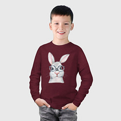 Лонгслив хлопковый детский Серый кролик, цвет: меланж-бордовый — фото 2