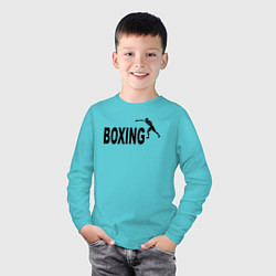Лонгслив хлопковый детский Бокс вместо пумы, цвет: бирюзовый — фото 2