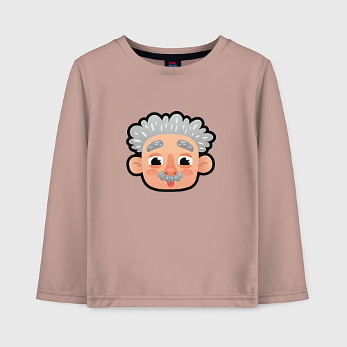 Детский лонгслив Мультяшная голова Эйнштейна / Пыльно-розовый – фото 1