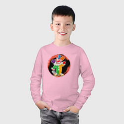 Лонгслив хлопковый детский Мультяшный злой клоун Хэллоуин, цвет: светло-розовый — фото 2