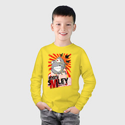 Лонгслив хлопковый детский Сердитый смайлик поп арт, цвет: желтый — фото 2