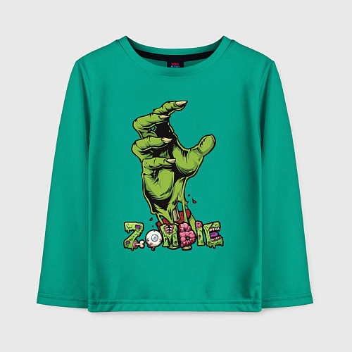 Детский лонгслив Zombie green hand / Зеленый – фото 1