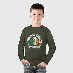 Лонгслив хлопковый детский Конор - Ирландия, цвет: меланж-хаки — фото 2