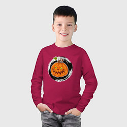 Лонгслив хлопковый детский Мультяшная злая тыква Хэллоуин, цвет: маджента — фото 2