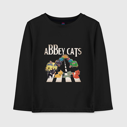 Детский лонгслив Abbey cats / Черный – фото 1