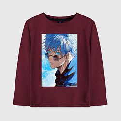 Лонгслив хлопковый детский Сатору Годжо в очках - Jujutsu kaisen, цвет: меланж-бордовый