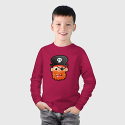 Лонгслив хлопковый детский Мультяшный пират, цвет: маджента — фото 2