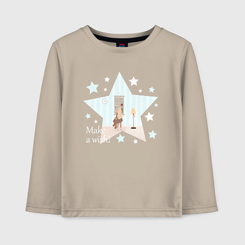 Детский лонгслив Загадай желание / Миндальный – фото 1