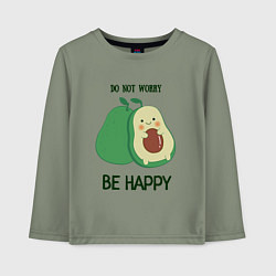 Детский лонгслив Dont worry be happy - avocado