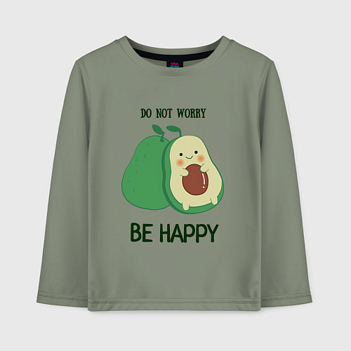 Детский лонгслив Dont worry be happy - avocado / Авокадо – фото 1