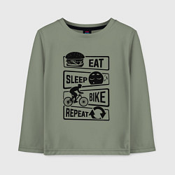 Лонгслив хлопковый детский Eat sleep bike repeat art, цвет: авокадо