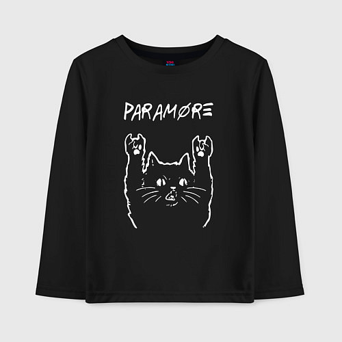 Детский лонгслив Paramore рок кот / Черный – фото 1