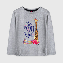 Лонгслив хлопковый детский Прекрасная жирафа на роликах, цвет: меланж