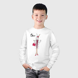 Лонгслив хлопковый детский Крольчиха модница, цвет: белый — фото 2