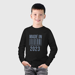 Лонгслив хлопковый детский Made in 2023, цвет: черный — фото 2