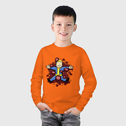 Лонгслив хлопковый детский Vault boy caps, цвет: оранжевый — фото 2
