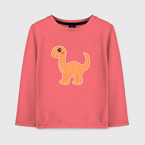 Детский лонгслив Динозавр оранжевый / Коралловый – фото 1