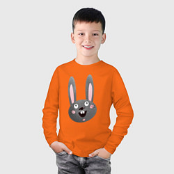 Лонгслив хлопковый детский Чёрный кролик с большими глазами и улыбкой, цвет: оранжевый — фото 2