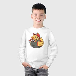 Лонгслив хлопковый детский Резиновая утка пожарный, цвет: белый — фото 2
