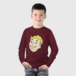 Лонгслив хлопковый детский Vault boy head, цвет: меланж-бордовый — фото 2