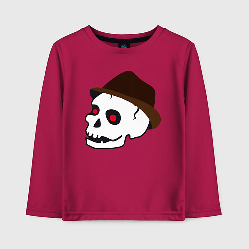 Детский лонгслив Череп в шляпке / Маджента – фото 1